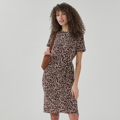 Robe midi imprimée avec attache - Noir