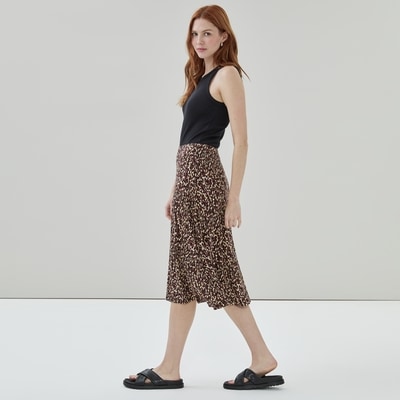 Printed Midi Skirt - Black