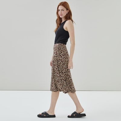 Printed Midi Skirt - Black