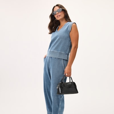 Active French Terry Denim Vest - Blue