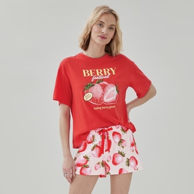 Short de nuit imprimé - Rose