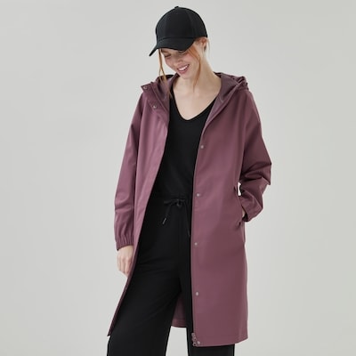 Hooded Midi Raincoat - Light Burgundy