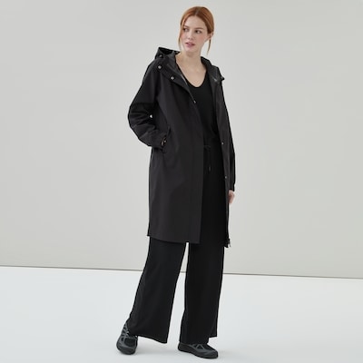 Imperméable midi à capuchon - Noir