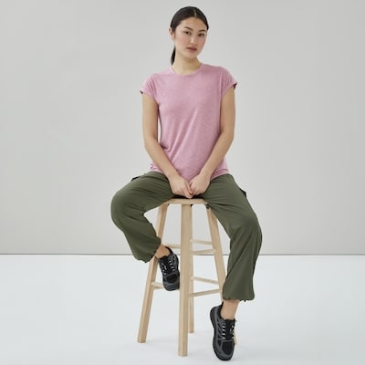 T-shirt à manches roulées - Rose Foncé