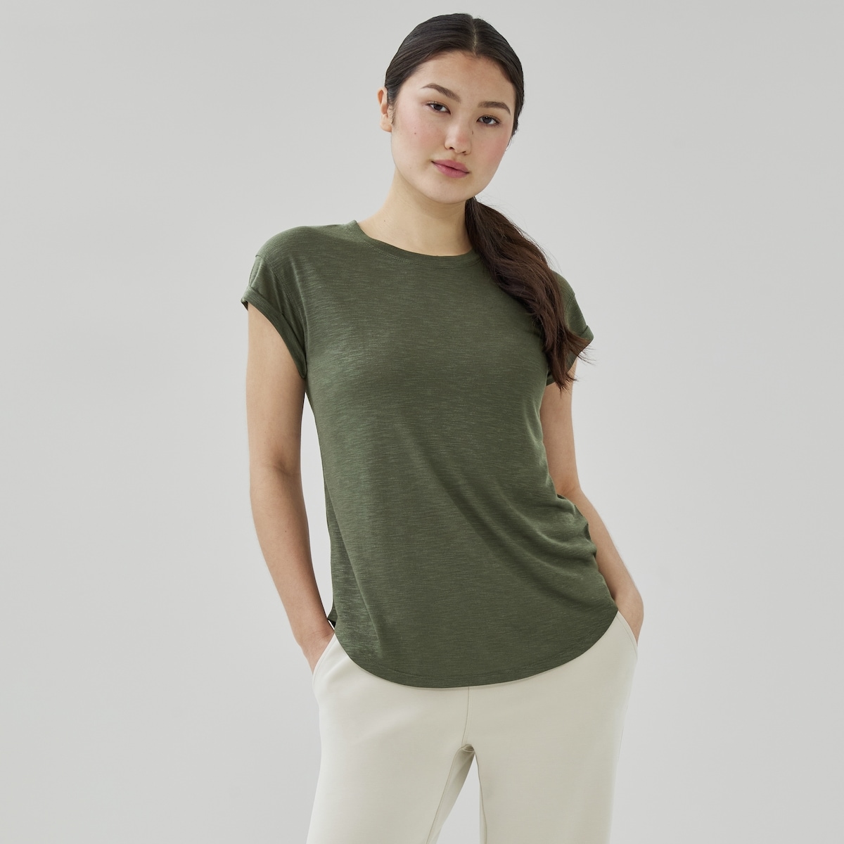 Rolled Sleeve T-Shirt - Army Green