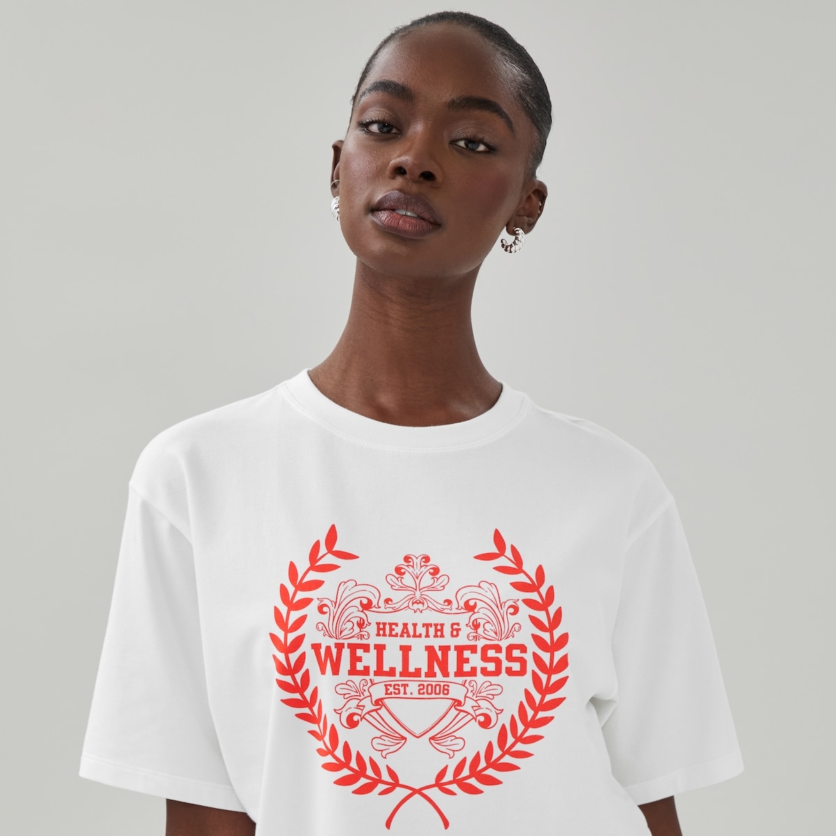 T-shirt sport ample imprim - Blanc