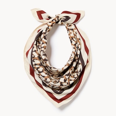 Printed Square Scarf - Light Brown
