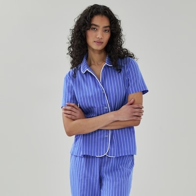 Cotton Poplin Sleep Shirt - Blue