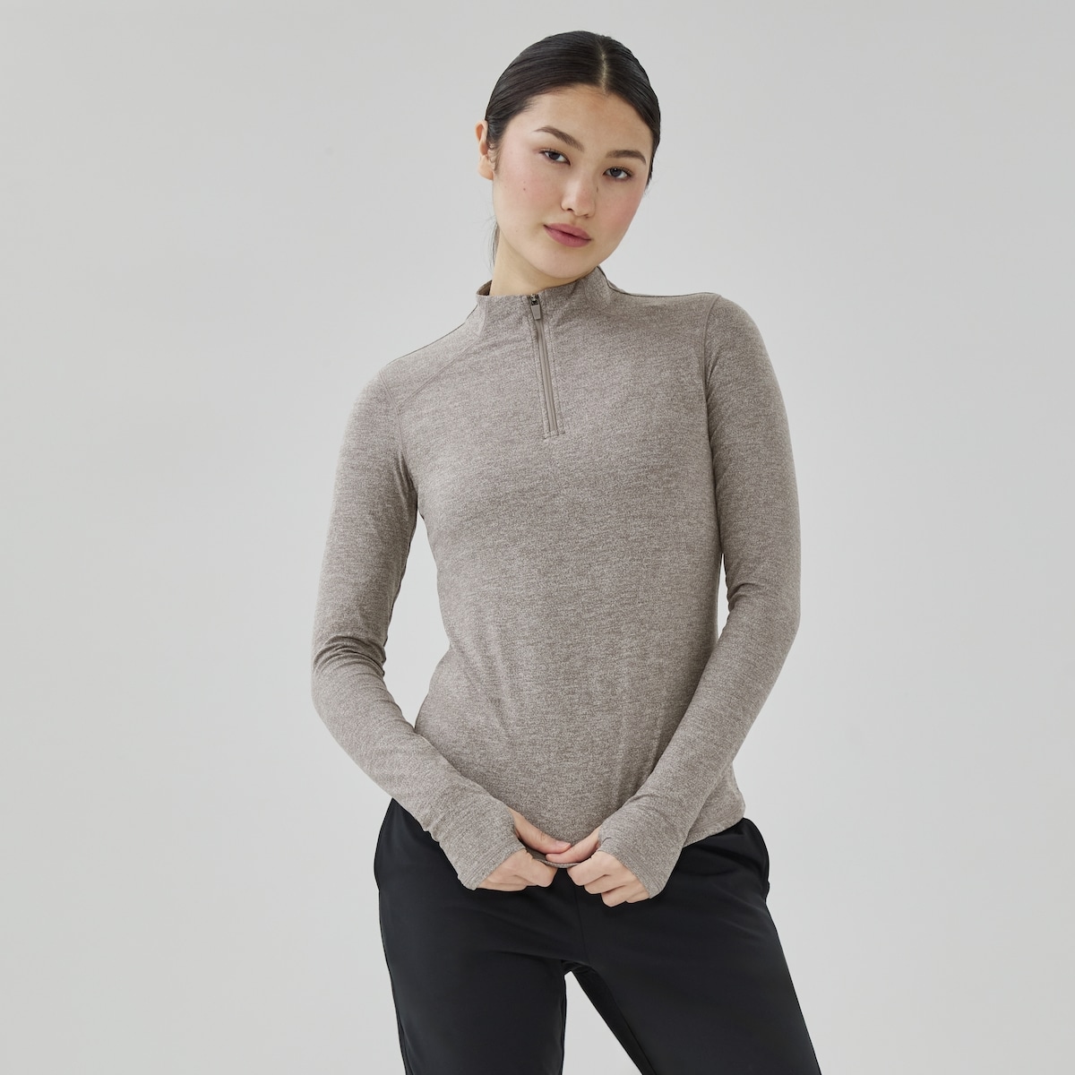 Quarter-Zip Pullover - Brown Mix