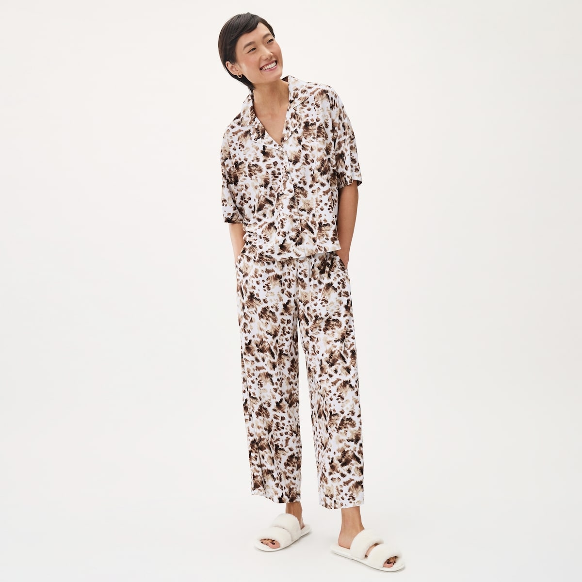 Printed Sleep Shirt - Light Brown