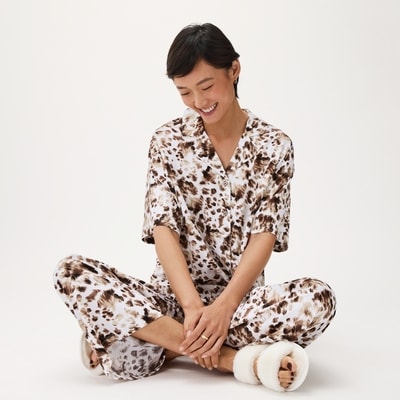 Pantalon de nuit court imprimé - Brun Pâle