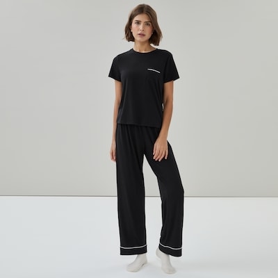 Ensemble pyjama en jersey et modal - Noir JF