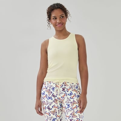 Modal Built-in-Bra Sleep Tank Top - Pale Yellow