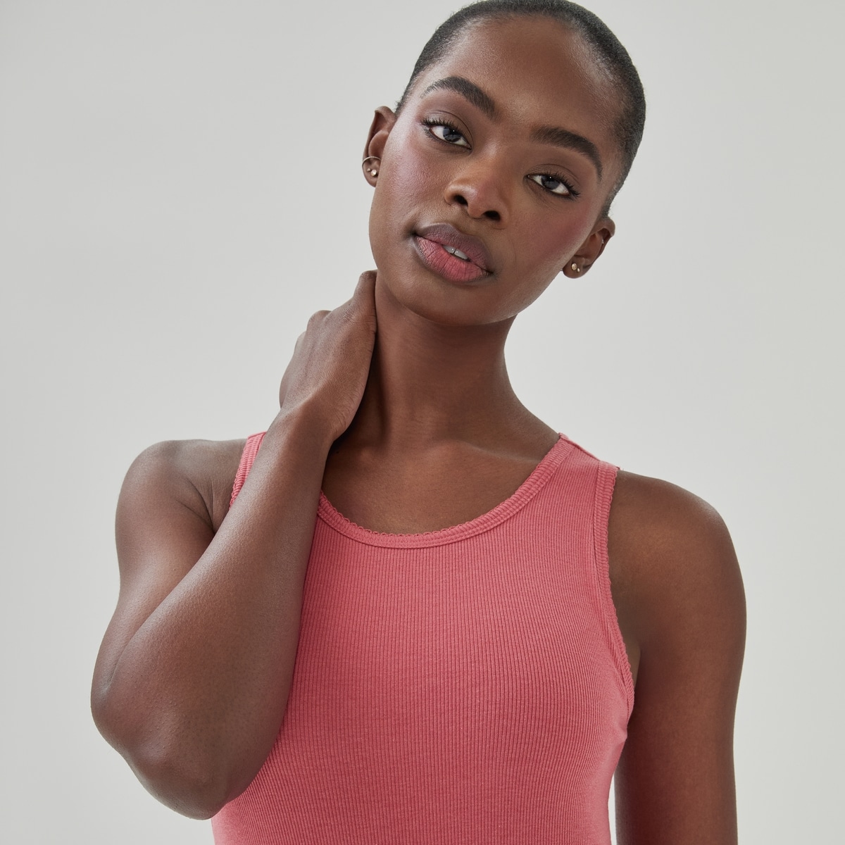 Modal Built-in-Bra Sleep Tank Top - Pale Red