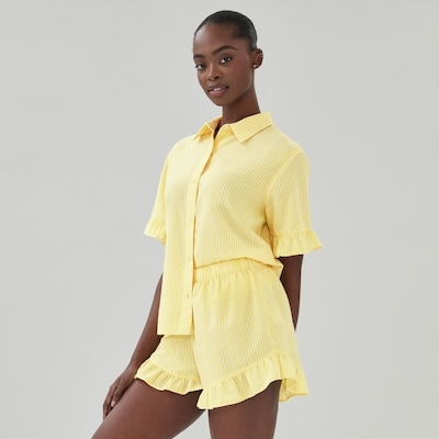 Seersucker Sleep Short - Pale Yellow