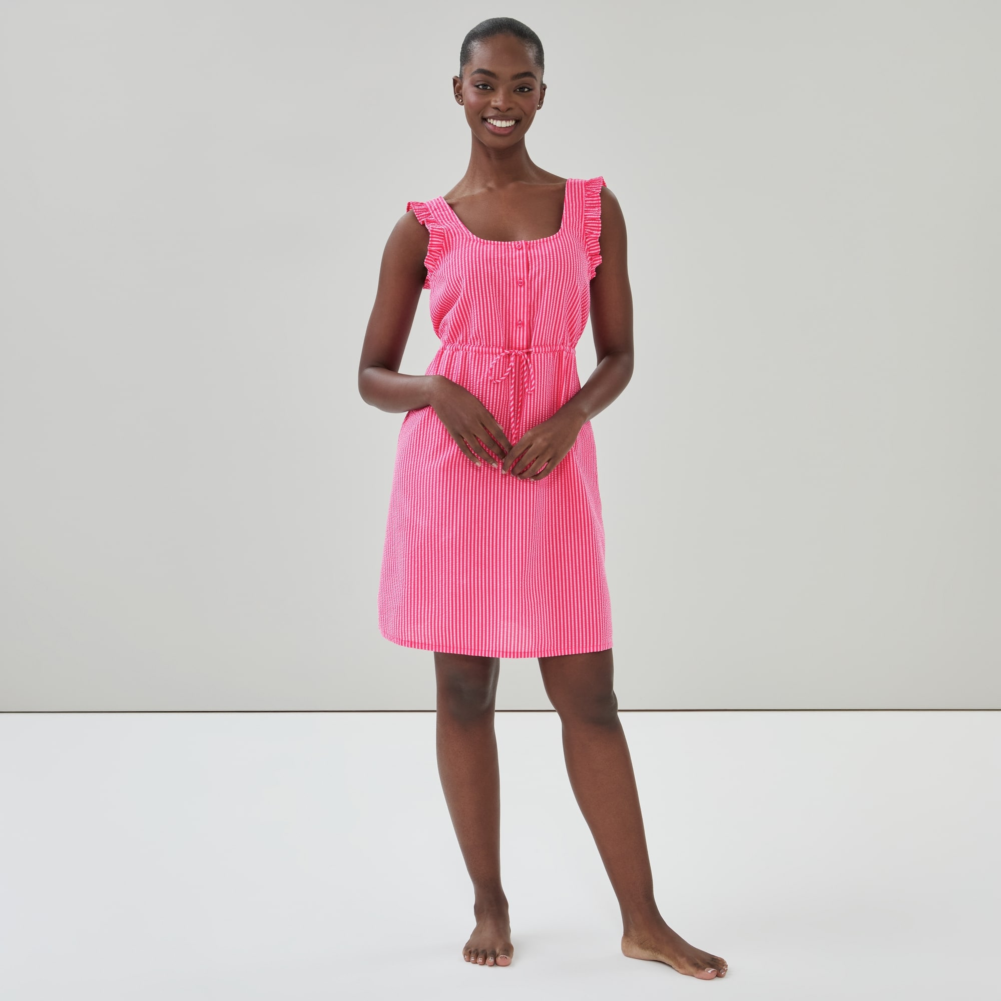 Seersucker Sleep Dress in Fuchsia from Joe Fresh