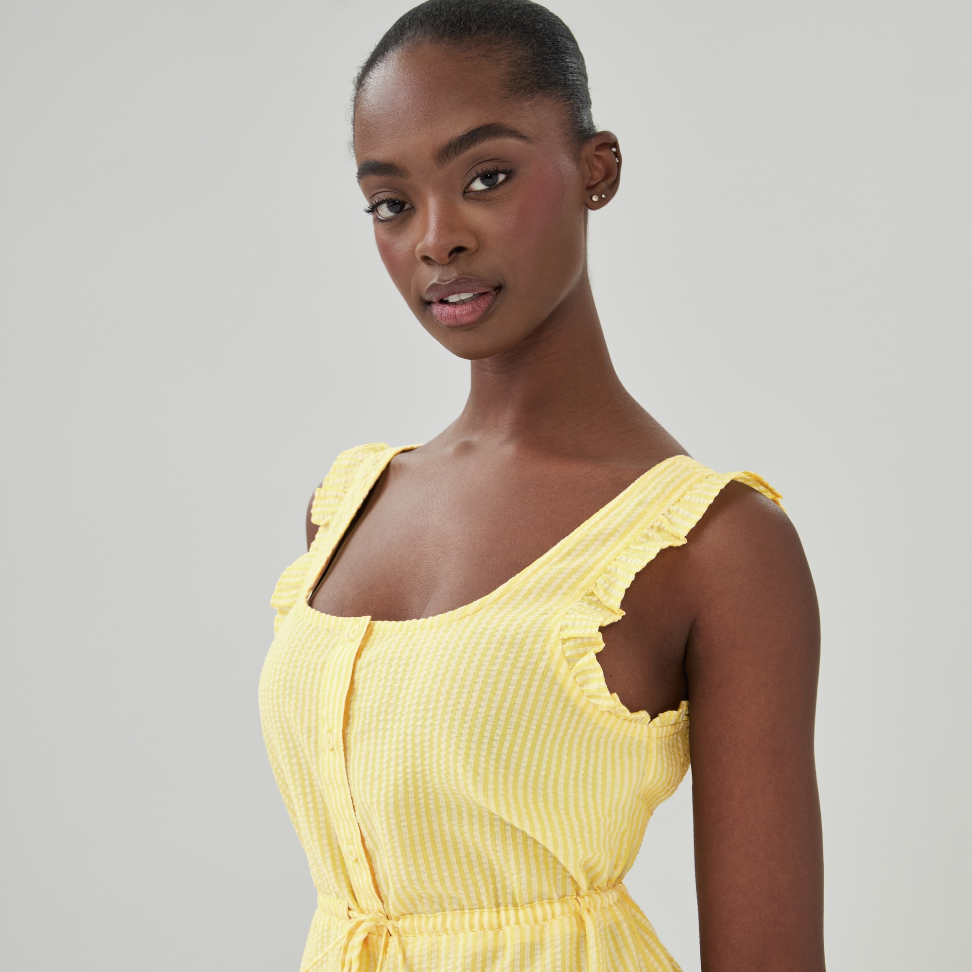 Seersucker Sleep Dress in Pale Yellow from Joe Fresh