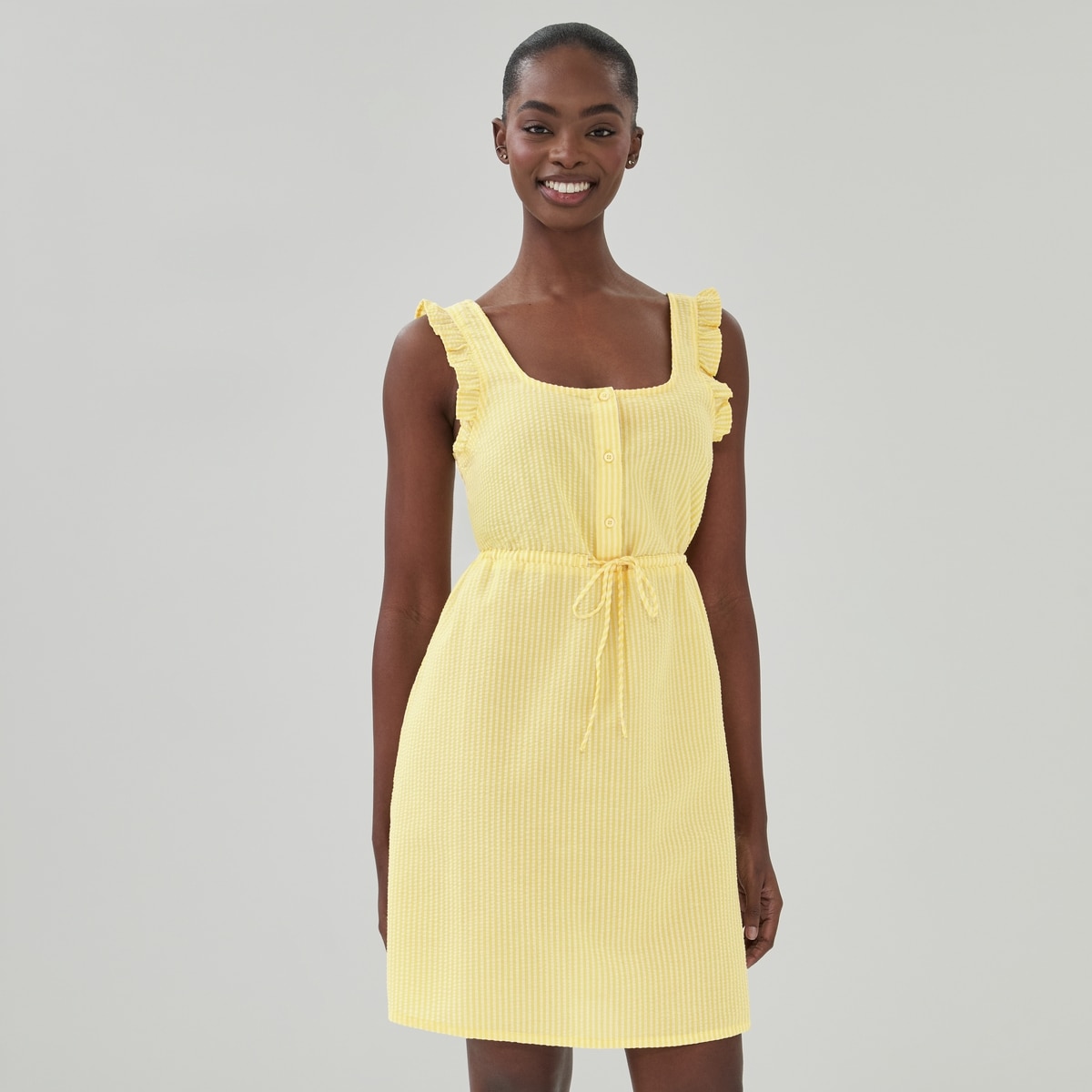 Seersucker Sleep Dress - Pale Yellow
