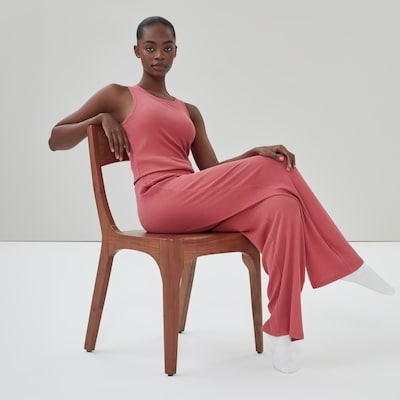 Modal Ribbed Sleep Pant - Pale Red