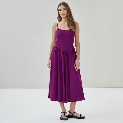 Lace Tank Midi Dress - Plum