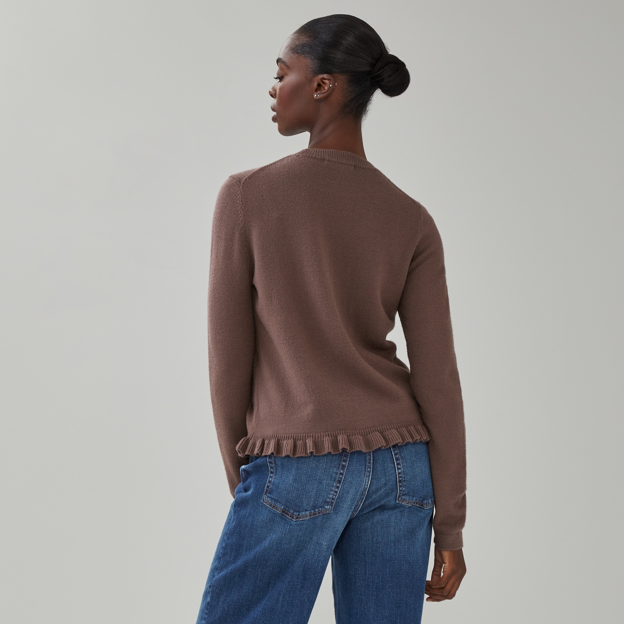 Ruffled Hem Sweater in Brown from Joe Fresh