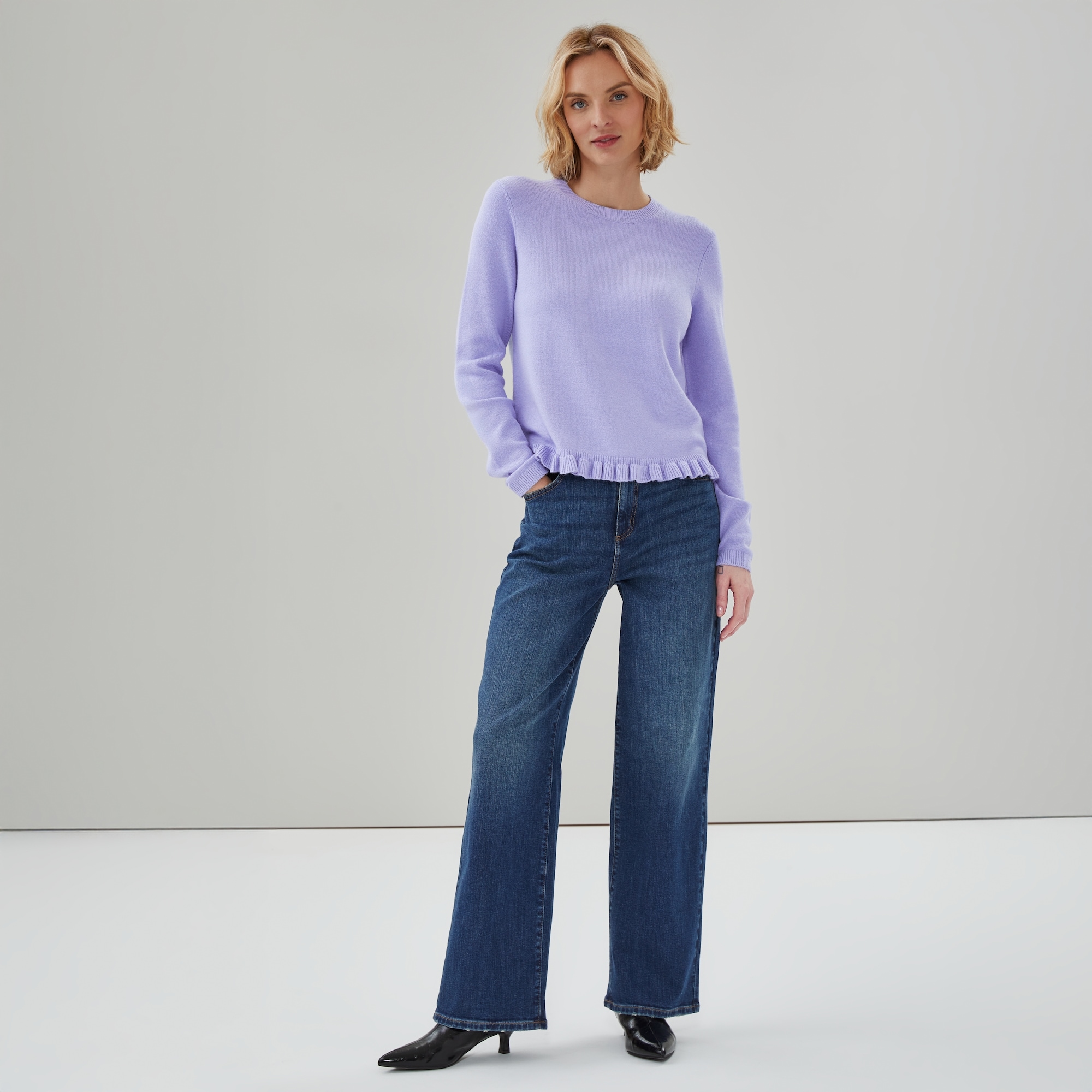 Ruffled Hem Sweater in Lavender from Joe Fresh