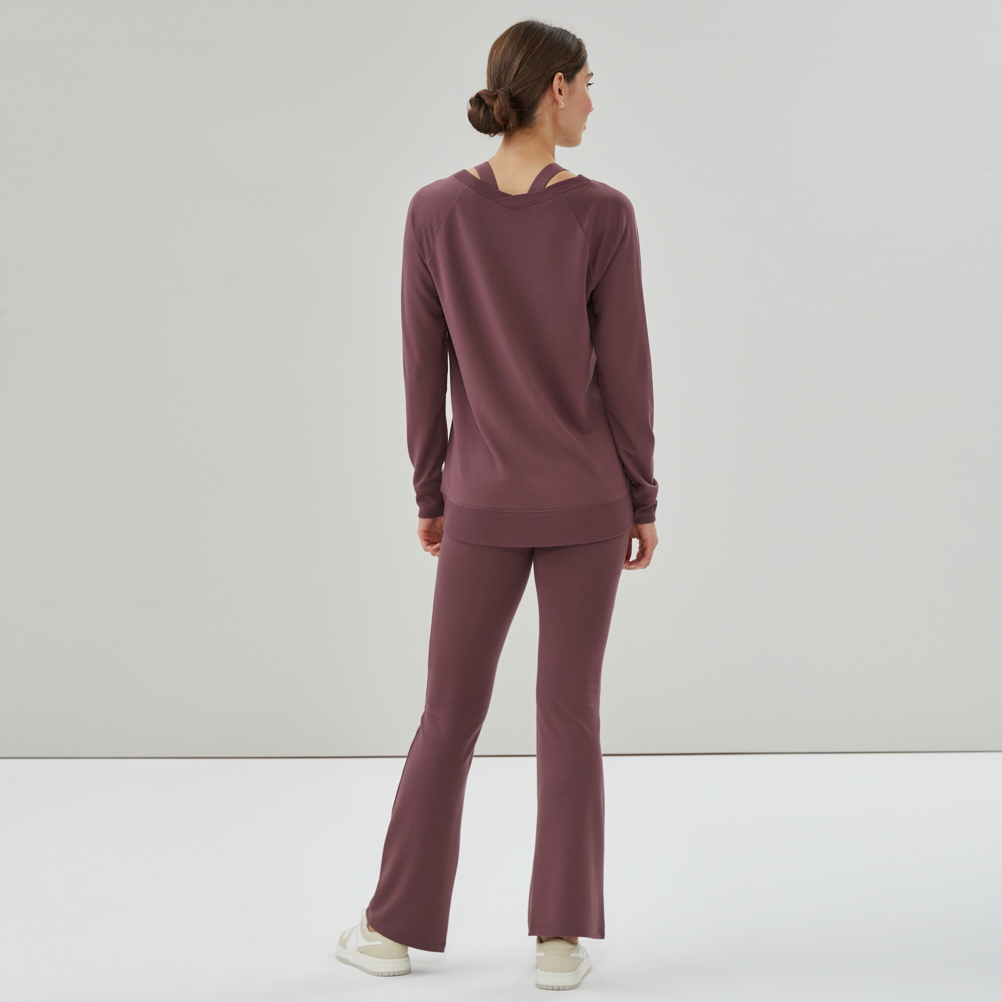 Micro French Terry Double V Neck Sweatshirt