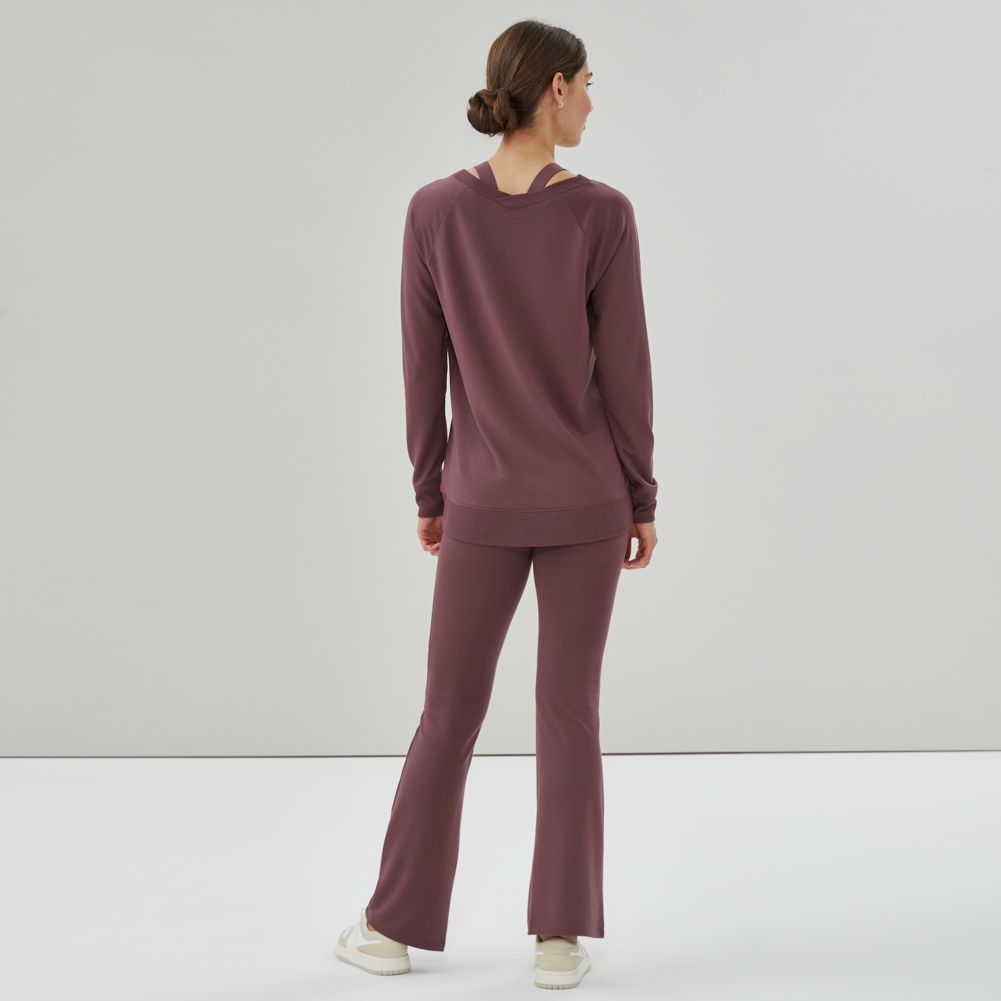Micro French Terry Double V Neck Sweatshirt