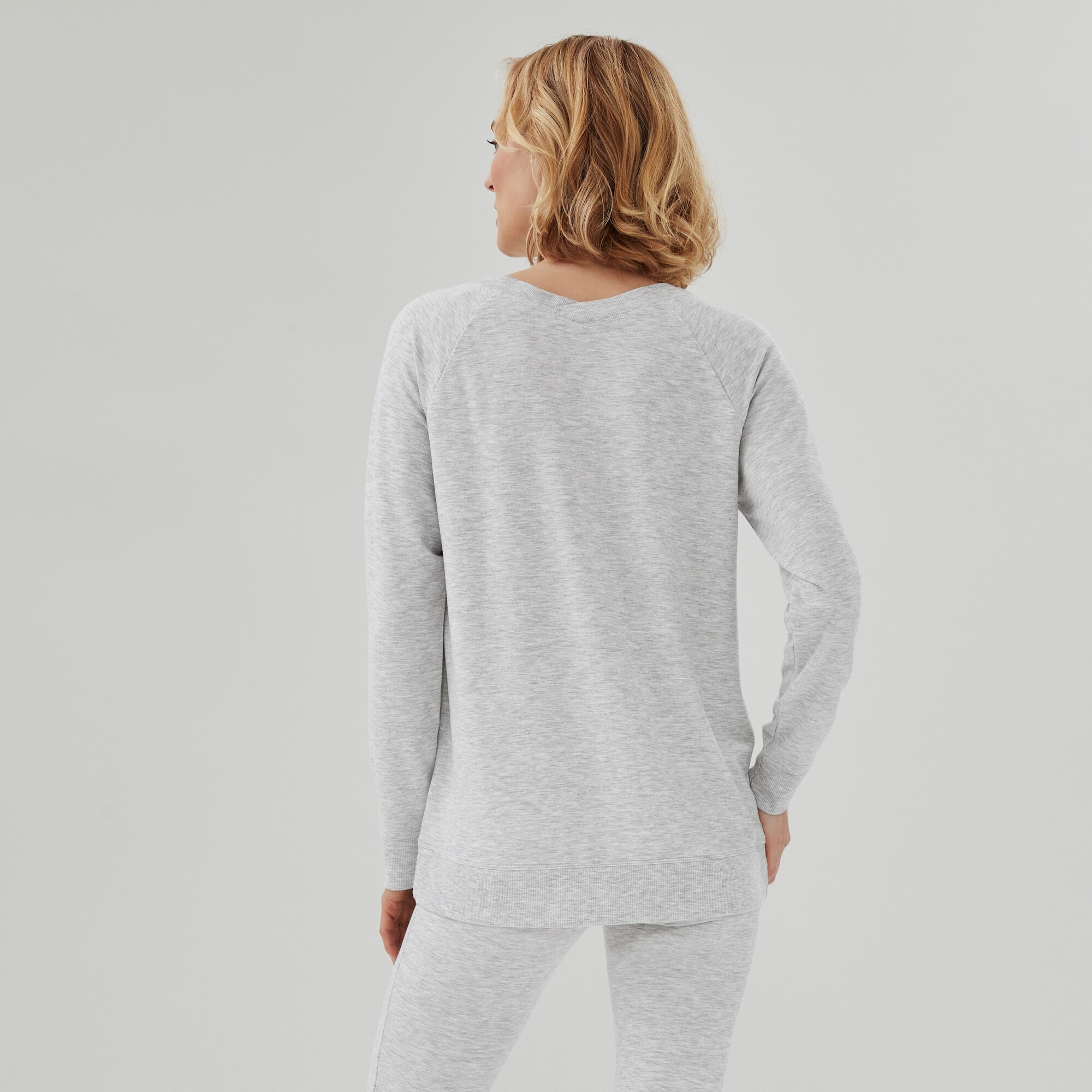 Micro French Terry Double V-Neck Sweatshirt