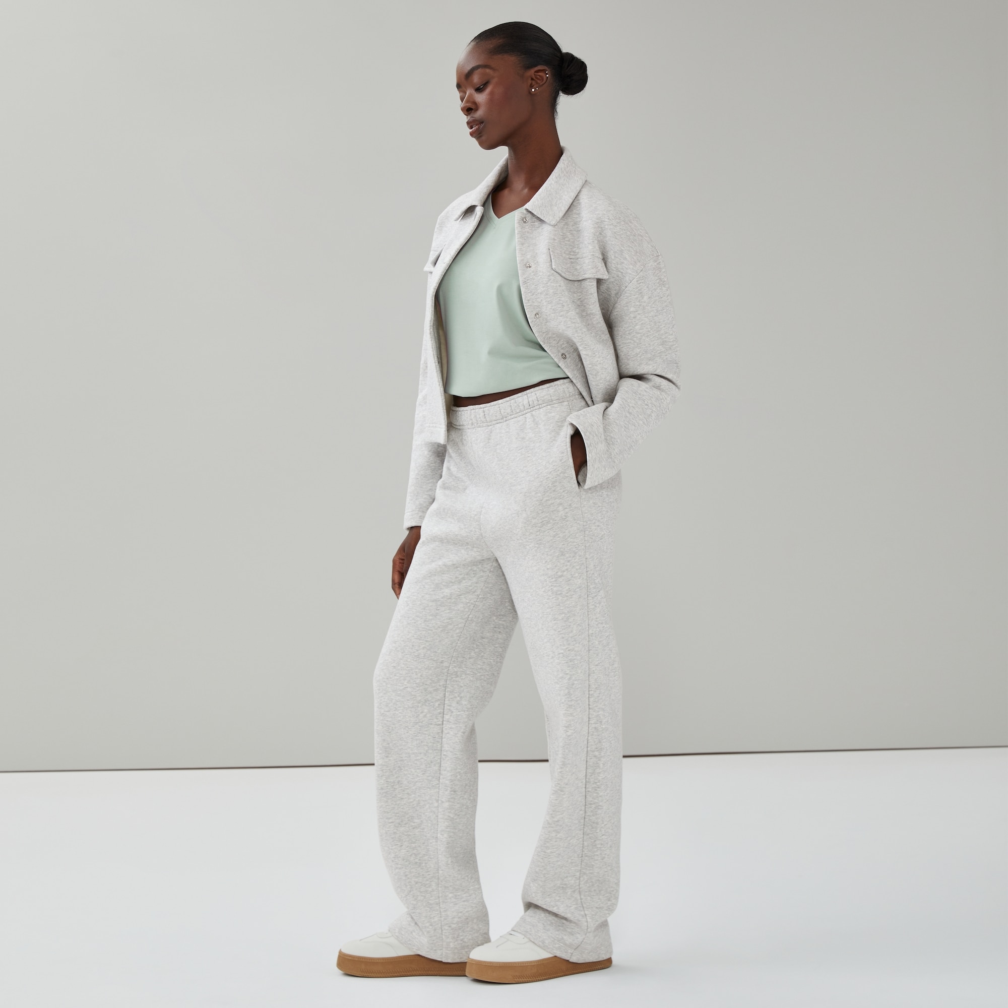 CozyFleece Straight Sweatpant in Grey Mix from Joe Fresh