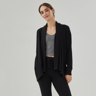 Cardigan sport en ratine bouclée - Noir