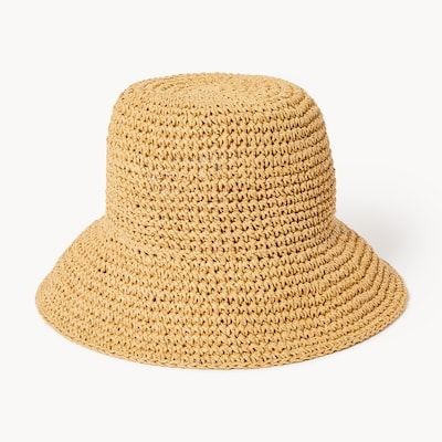 Packable Straw Bucket Hat - Taupe