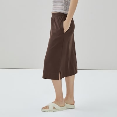 Heavyweight Cotton Midi Skirt - Dark Brown
