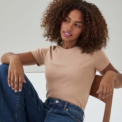 T-shirt essentiel en coton biologique - Brun Pâle