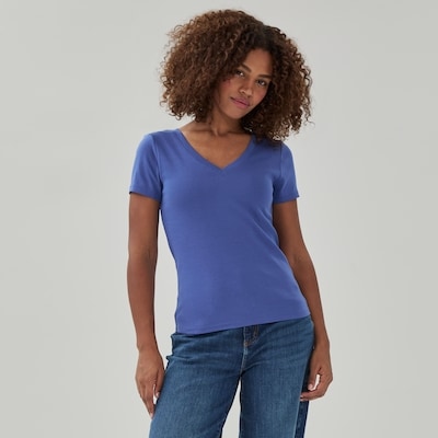 T-shirt essentiel à col en V en coton biologique - Bleu Vif