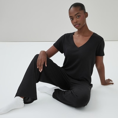 Modal Ribbed Sleep T-Shirt - JF Black