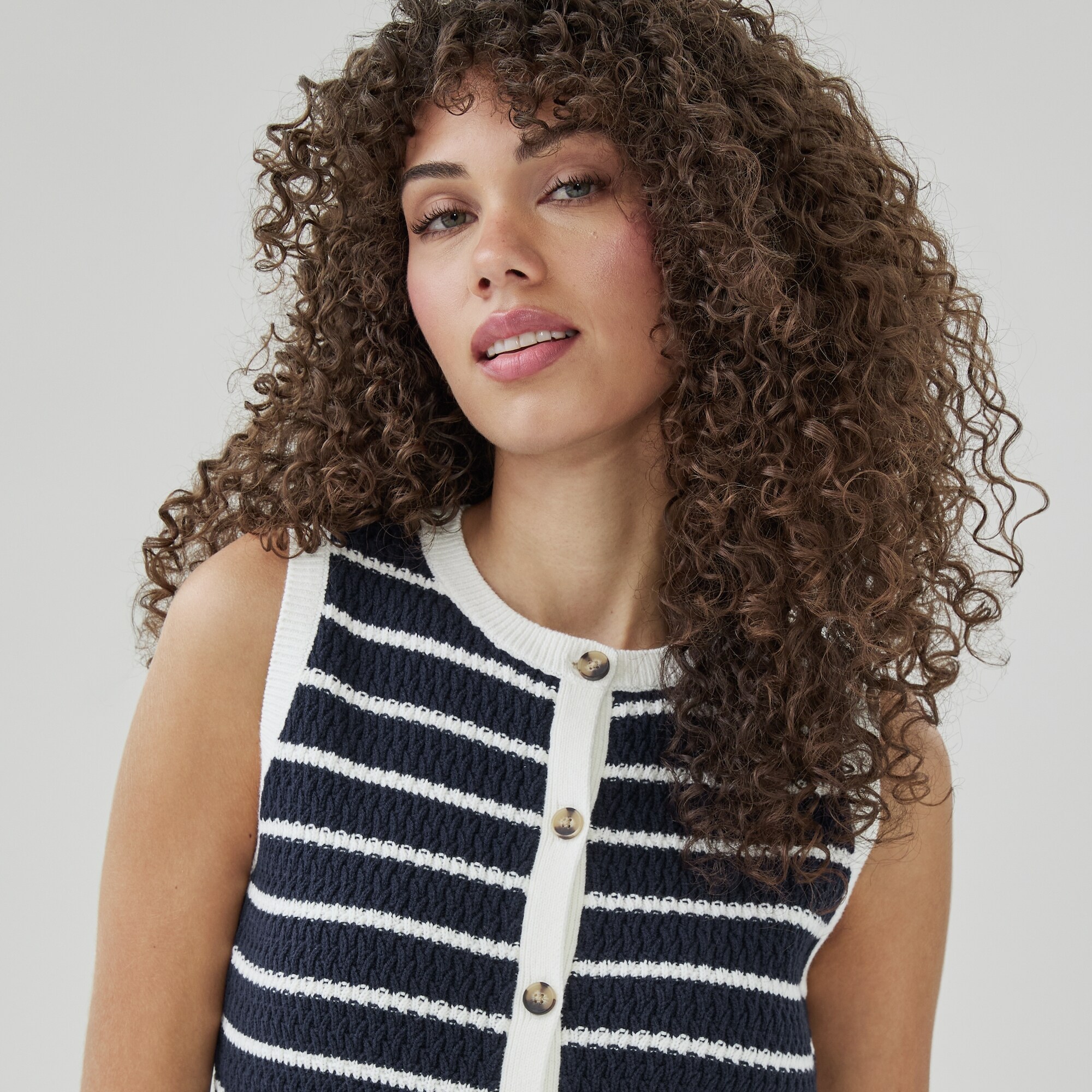 Striped Sweater Vest in Navy from Joe Fresh