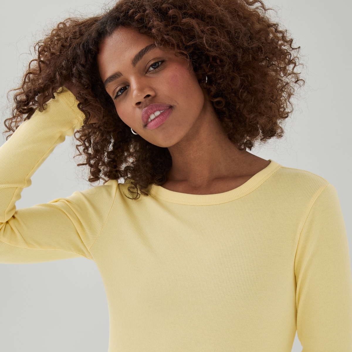 Ribbed Long Sleeve Top - Yellow