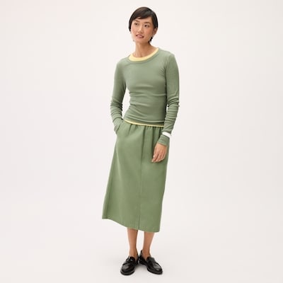 Ribbed Long Sleeve Top - Army Green
