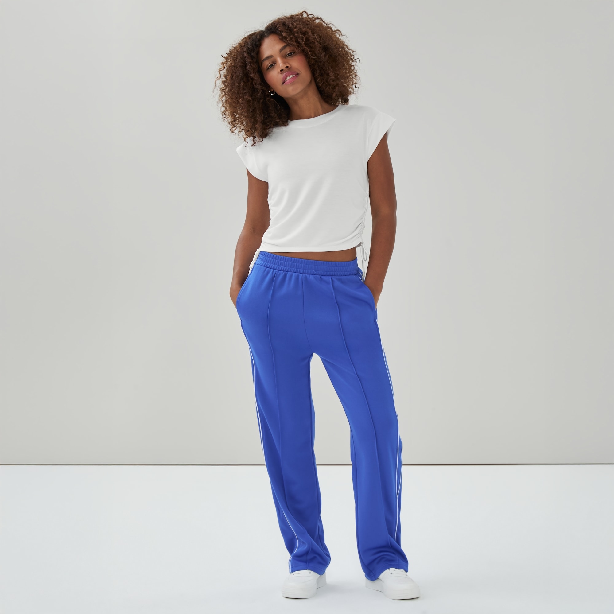 Active Pintuck Track Pant in Bright Blue from Joe Fresh