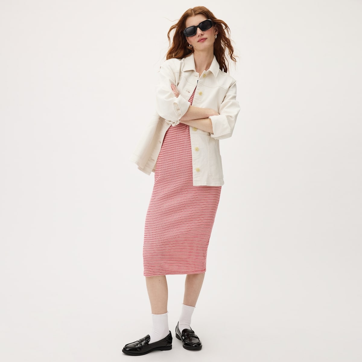 White Denim Utility Jacket - Off White