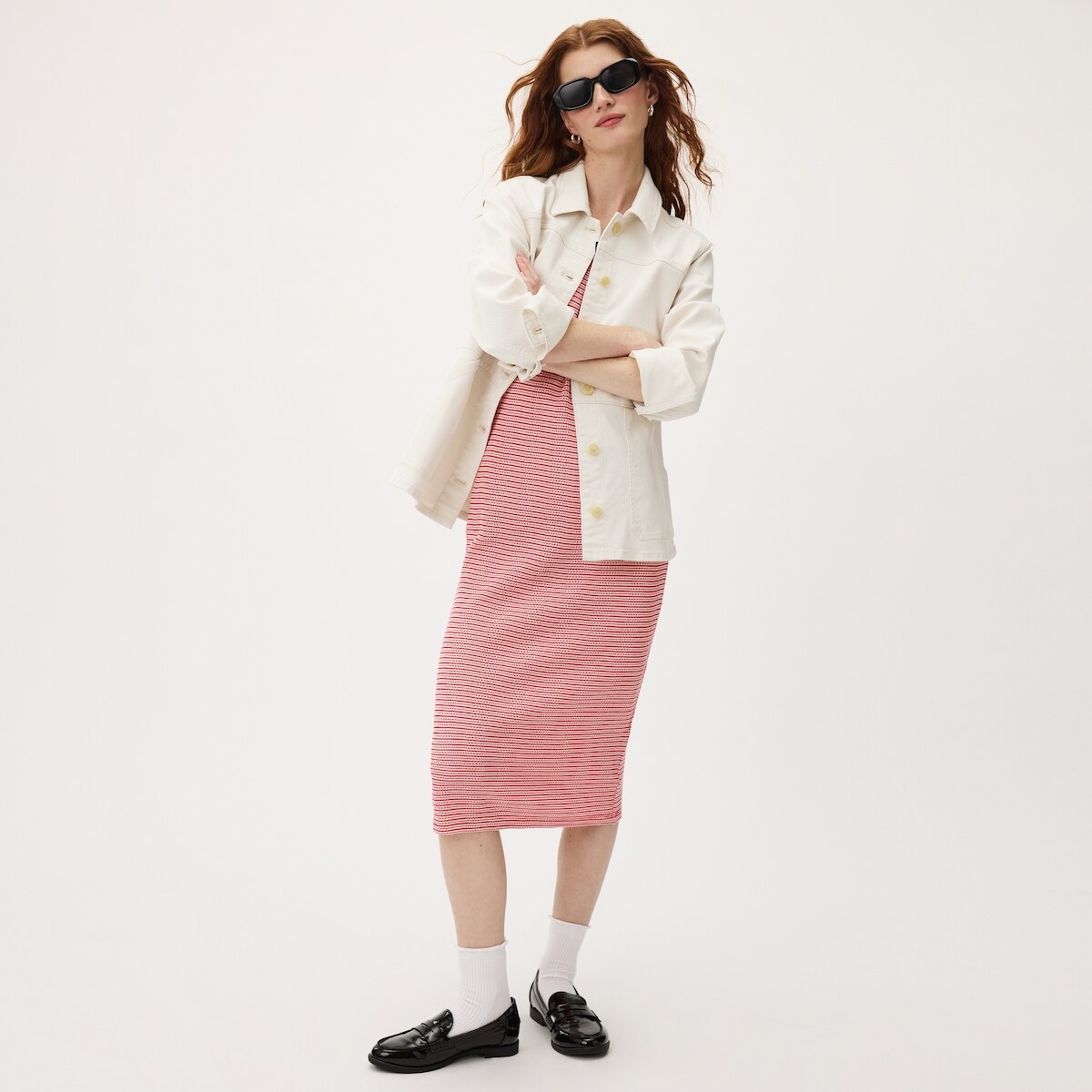 Veste utilitaire en denim blanc