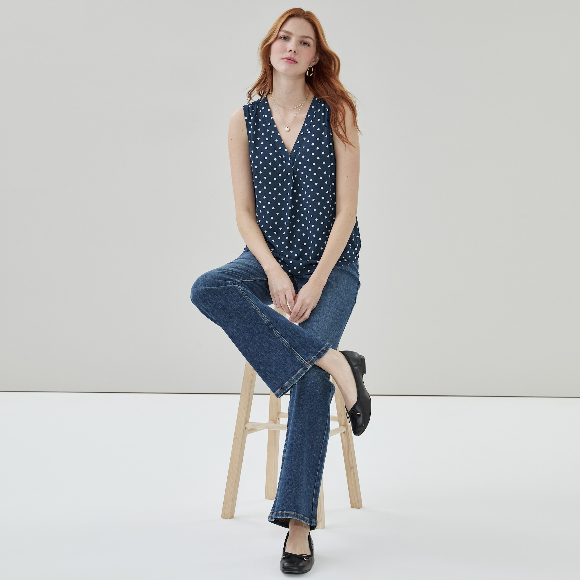 Printed V-Neck Tank Top