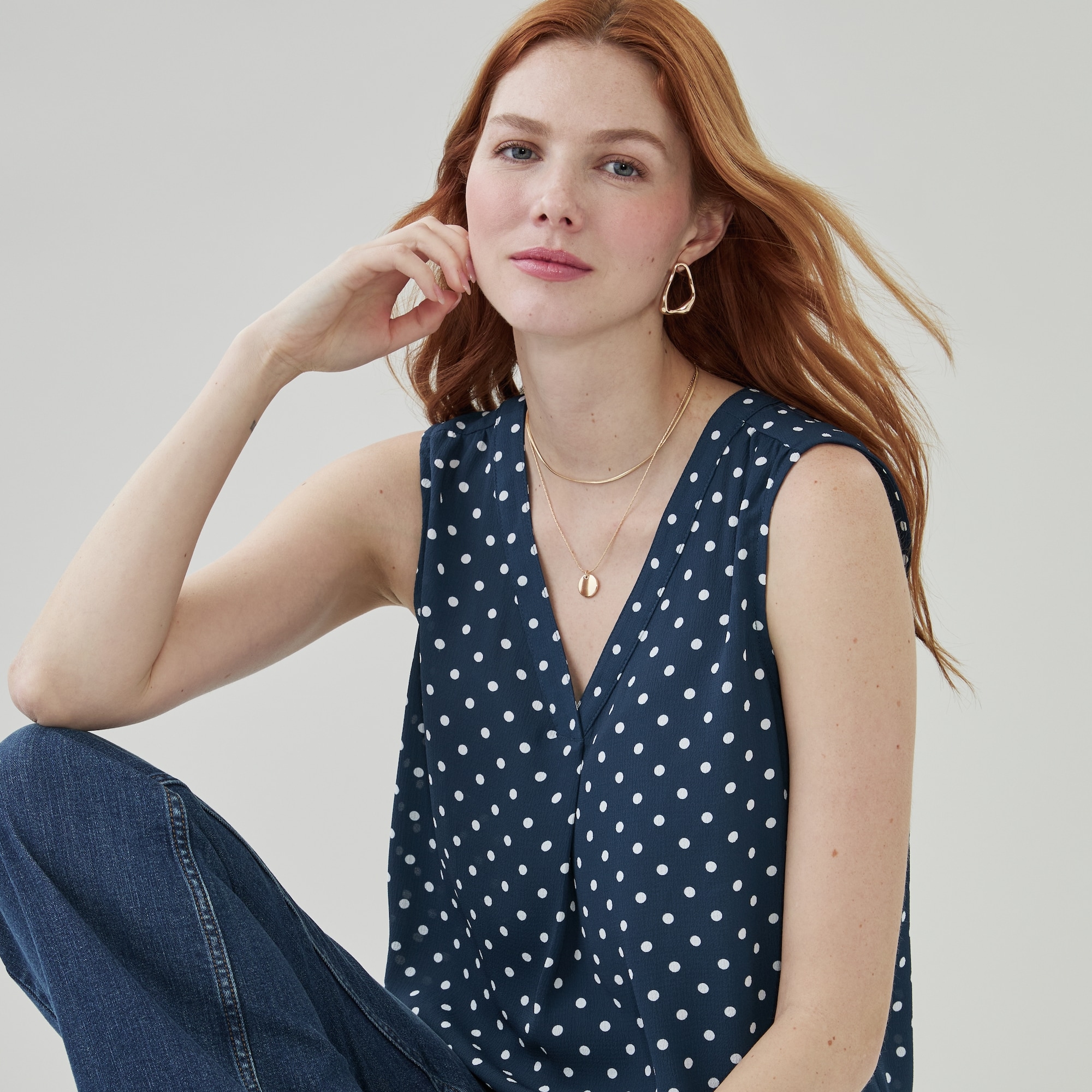 Printed V-Neck Tank Top