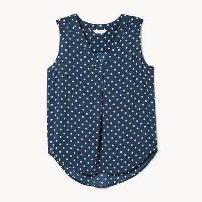 Printed V-Neck Tank Top - Navy