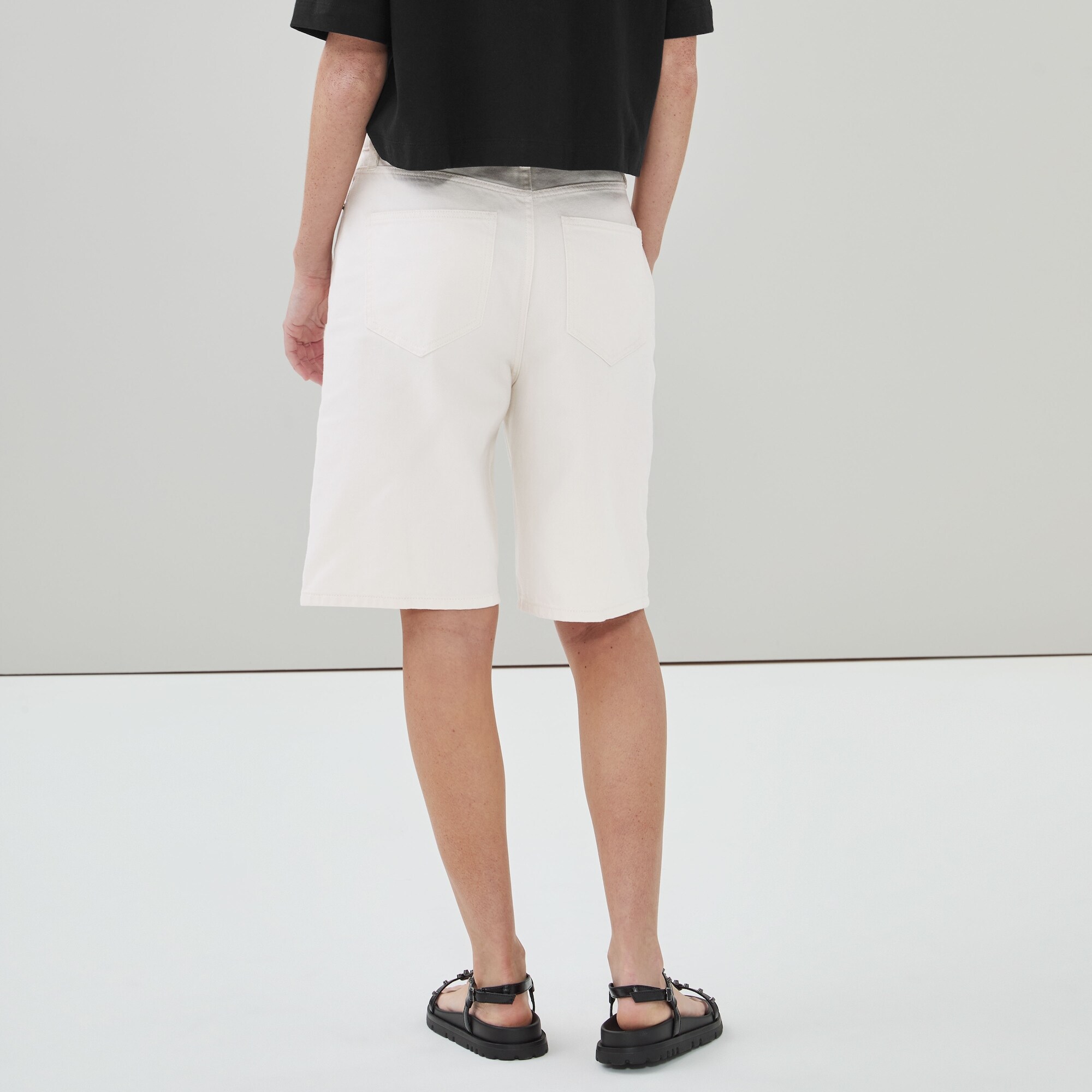 Short ample en denim blanc