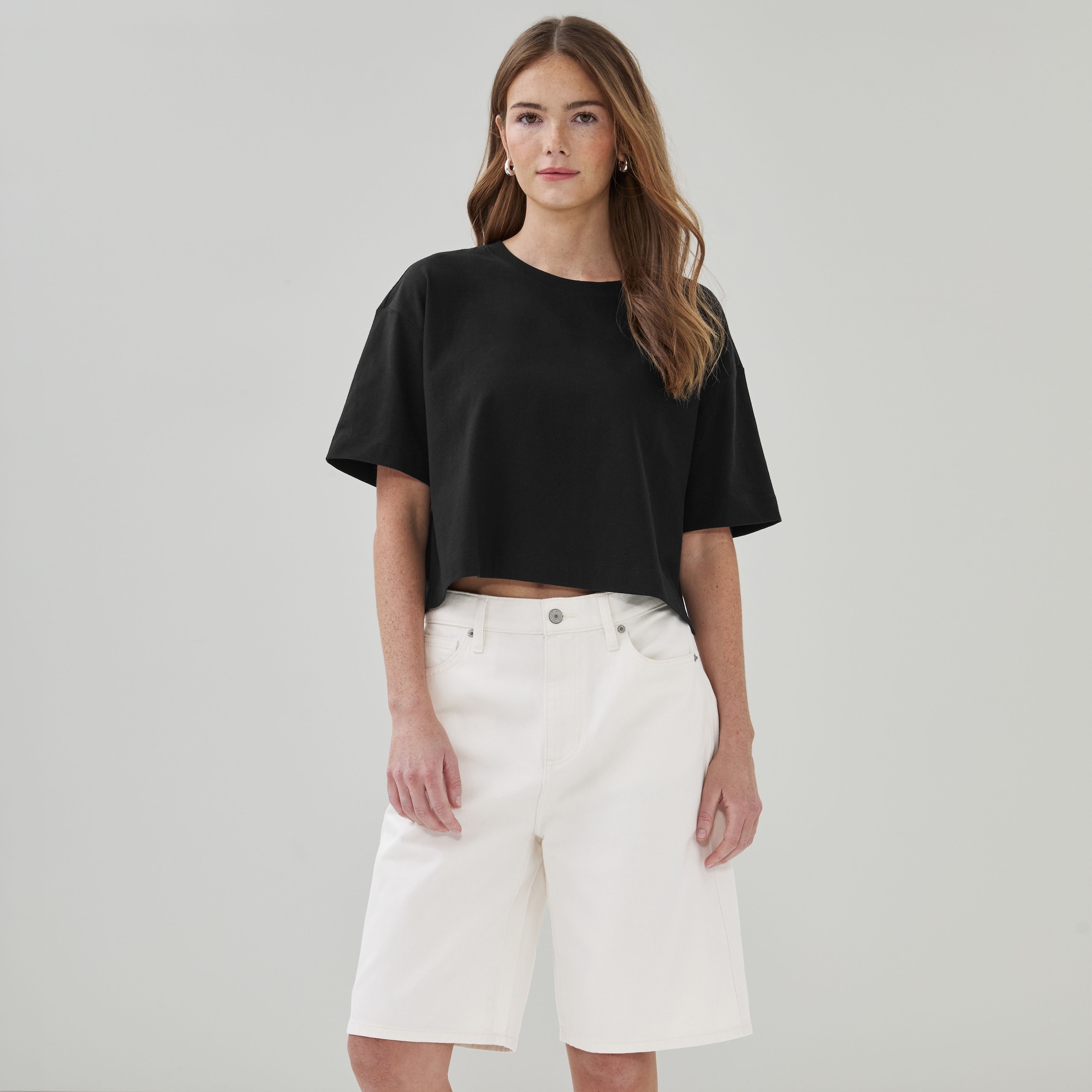 Short ample en denim blanc