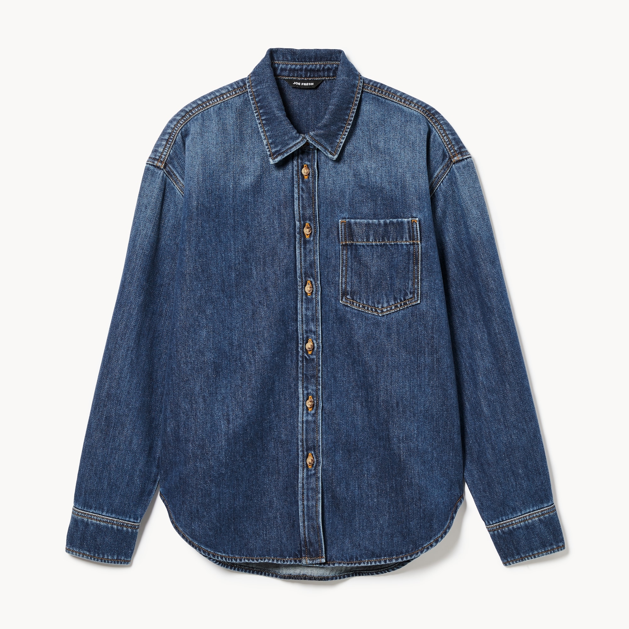 Denim Oversized Shirt in Dark Wash from Joe Fresh