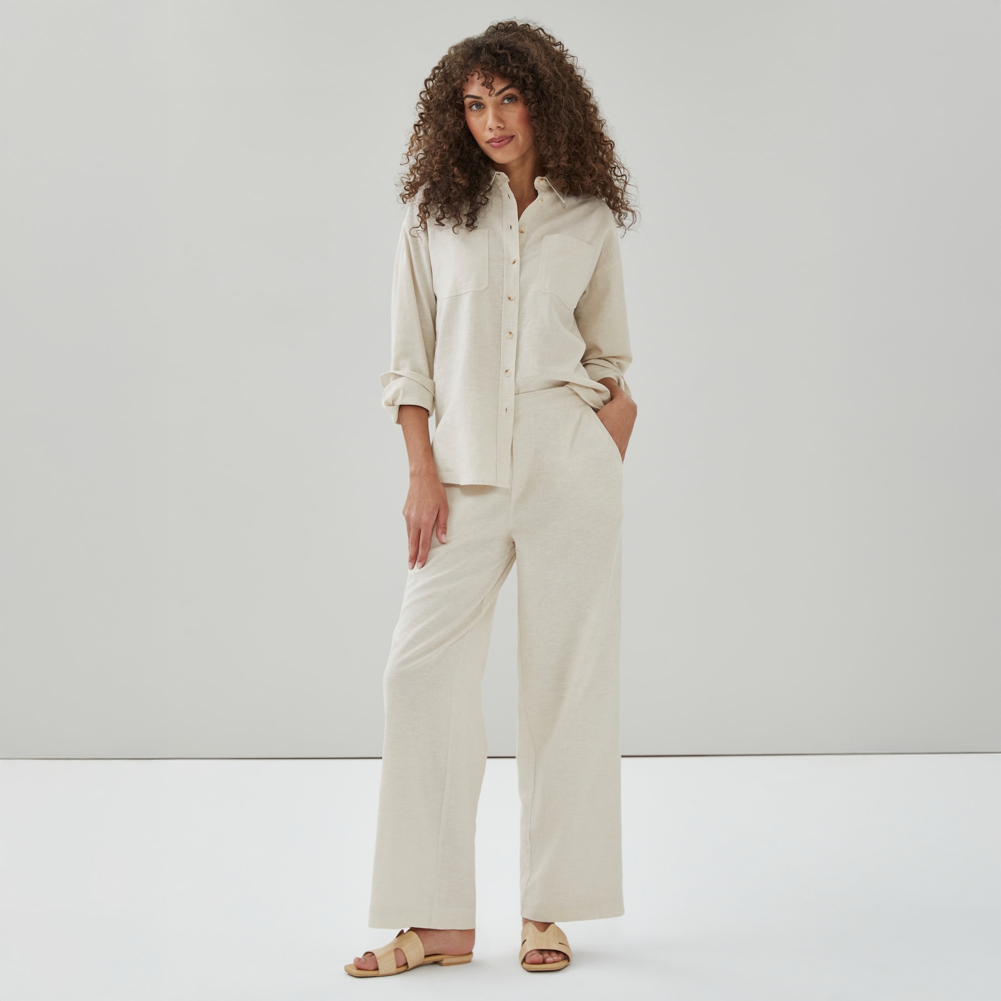Linen Cotton Wide Leg Pant