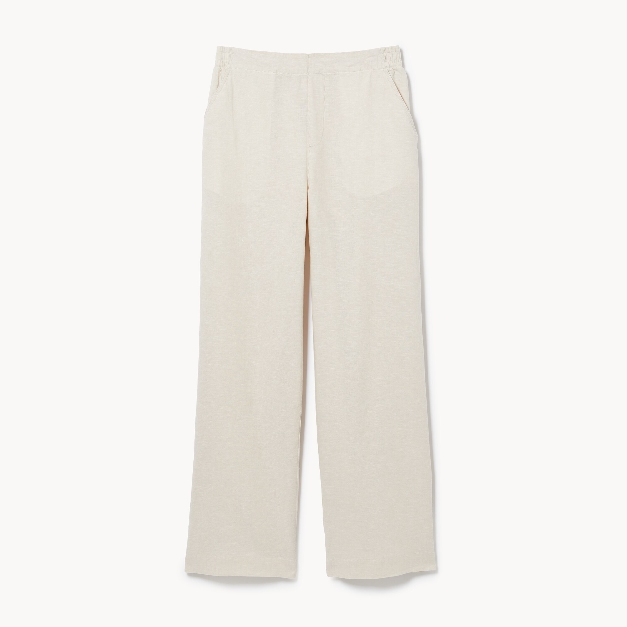 Pantalon à jambe large en lin et coton